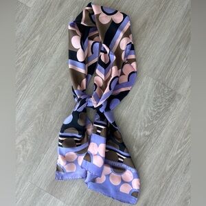 Vintage Emanuel Ungaro Silk Long Scarf 16x72 Floral Geometric Pink Purple Oblong